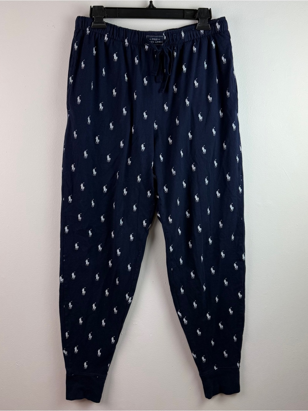 Polo Ralph Lauren Sleepwear Men’s L Navy Jogger Bottoms All Over Pony Loungewear